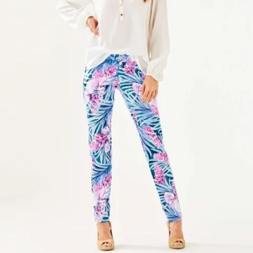 NWT Lilly Pulitzer Kelly Knit Ankle Pant Women’s 12 Mr. Peacock Tweethearts